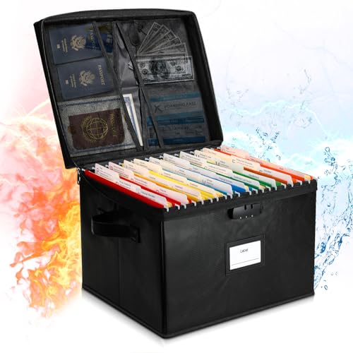 Lukeline File Box Fireproof Document Box with Lock Document Safe File Storage Organizer Boxes for Next of Kin Estate Planing Organizer End of Life Planner Box With Accessories Black - Image 1