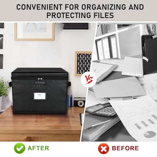 Lukeline File Box Fireproof Document Box with Lock Document Safe File Storage Organizer Boxes for Next of Kin Estate Planing Organizer End of Life Planner Box With Accessories Black - Image 3