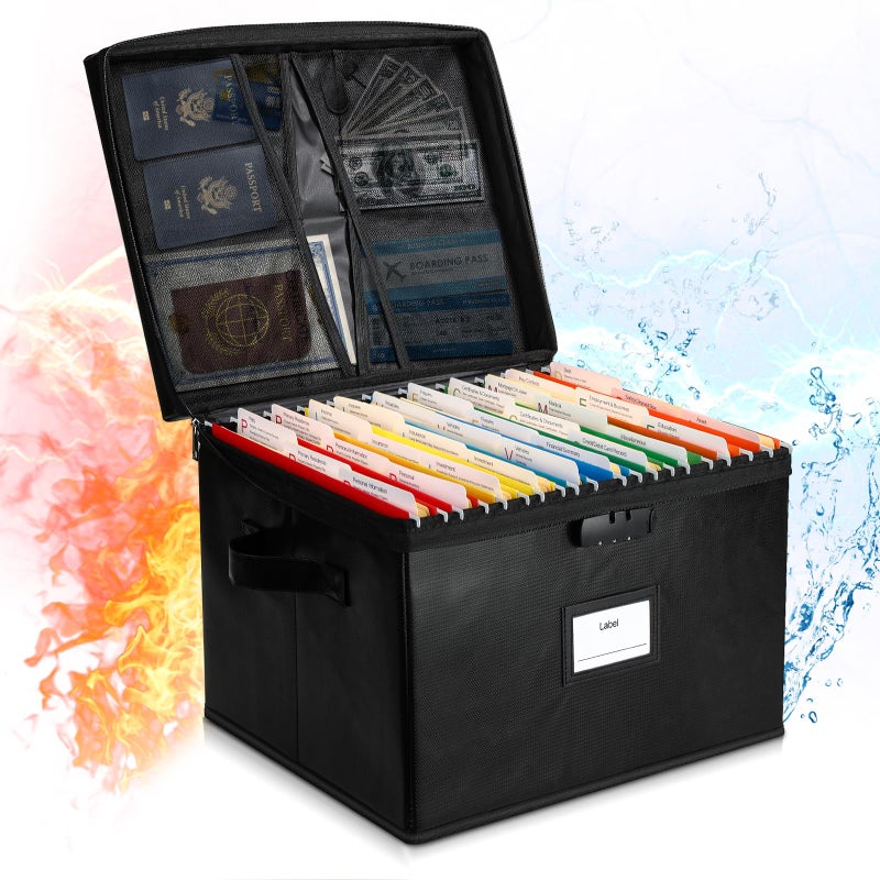 Lukeline File Box Fireproof Document Box with Lock Document Safe File Storage Organizer Boxes for Next of Kin Estate Planing Organizer End of Life Planner Box With Accessories Black - Image 2
