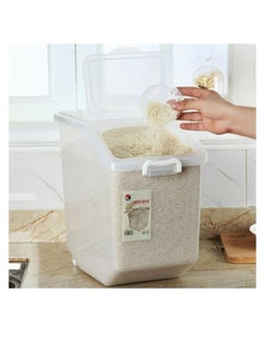 Premify Rice Storage Containers 2pcs Set (10kg & 15kg) - Food Storage Container with Lid, BPA Free Plastic Large Cereal Storage Box, Multifunctional Containers for Kitchen with Measuring Cup  - Image 3