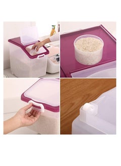 Premify Rice Storage Containers 2pcs Set (10kg & 15kg) - Food Storage Container with Lid, BPA Free Plastic Large Cereal Storage Box, Multifunctional Containers for Kitchen with Measuring Cup  - Image 5