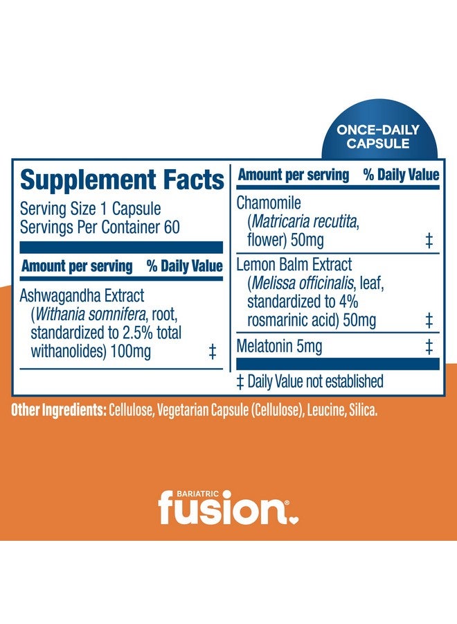 Bariatric Fusion Sleep Support | Vegan Sleep Supplement with Melatonin and Ashwagandha | Bariatric Vitamin for Adults* | Gluten, Dairy and Soy Free | Non-GMO | 60 Capsules - Image 4