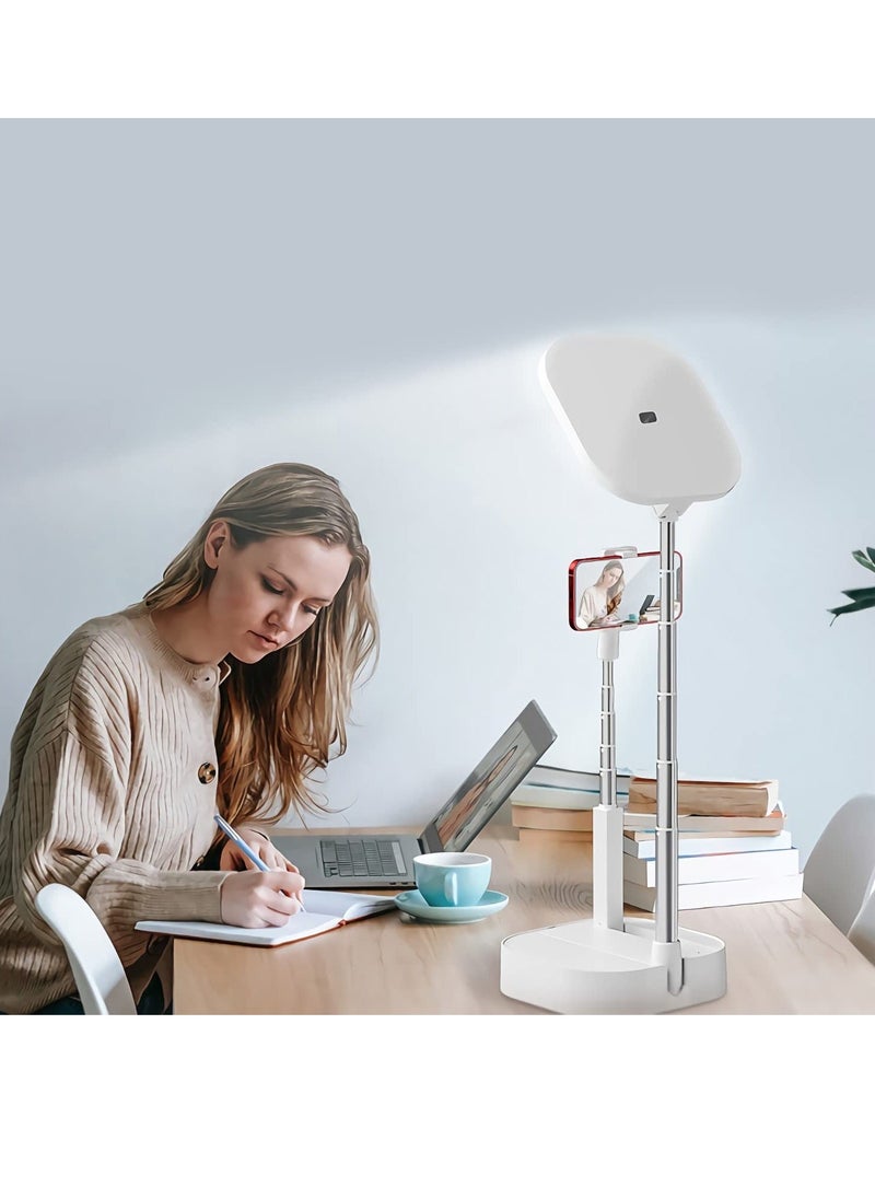Y&D - Phone Stand for Recording, Content Creator Kit, Selfie 360 Rotation with LED Light, Overhead Holder Mount Live Streaming/YouTube/Tiktok/Video Recording/INS Starter kit, White - Image 1