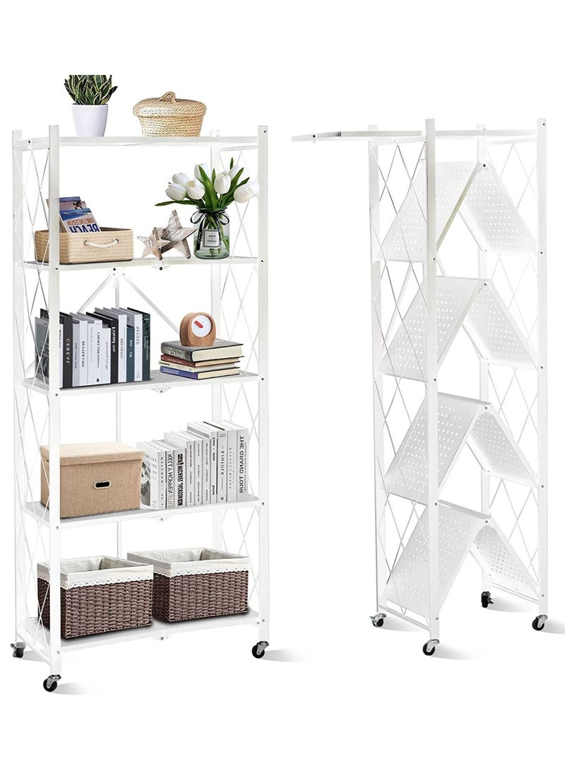 DubaiGallery 5 Tier Foldable Storage Rack Kitchen Storage Shelf Kitchen Garage Home Closet Office Storage Rack Storage Organizer Storage Shelves - Image 1