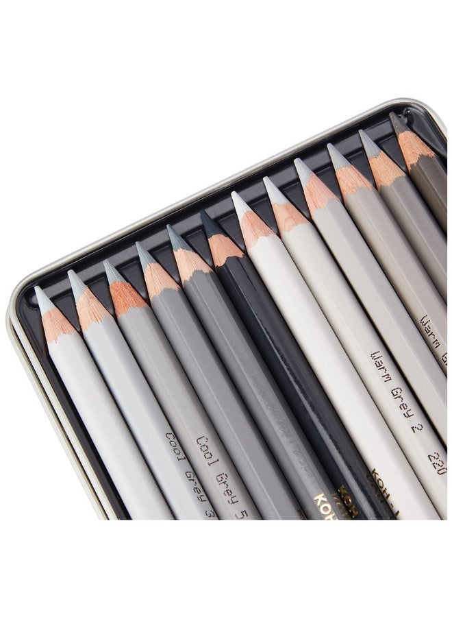 كوه-آي-نور أقلام تلوين فنية متعددة الألوان باللون الرمادي (مجموعة من 12 قطعة) - Image 3