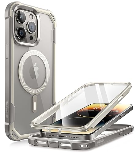 I-blason iBlason Ares Magnetic for iPhone 15 Pro Max Case MagSafe with Builtin Screen Protector MilitaryGrade Protection Clear Slim FullBody Shockproof Bumper Phone Case for iPhone 15 Pro Max Gray - Image 1