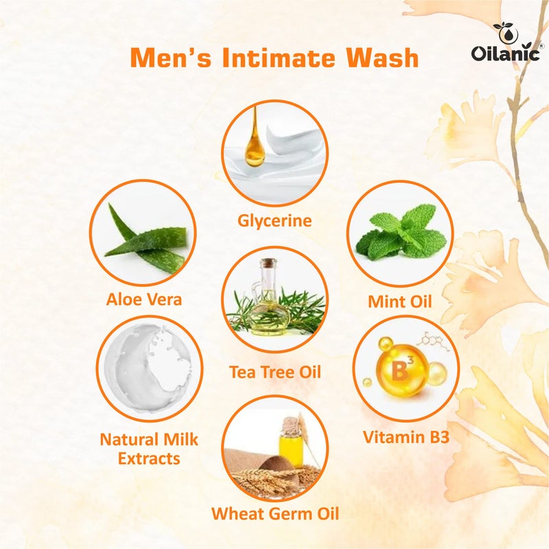 Oilanic Natural Men's Intimate Wash with Orange Extract (Pack of 4, Each 150 ml)|pH-Balanced Hygiene Wash for Daily Freshness and Odor Control Gentle Cleanser for Sensitive Skin Chemical free| - Image 5