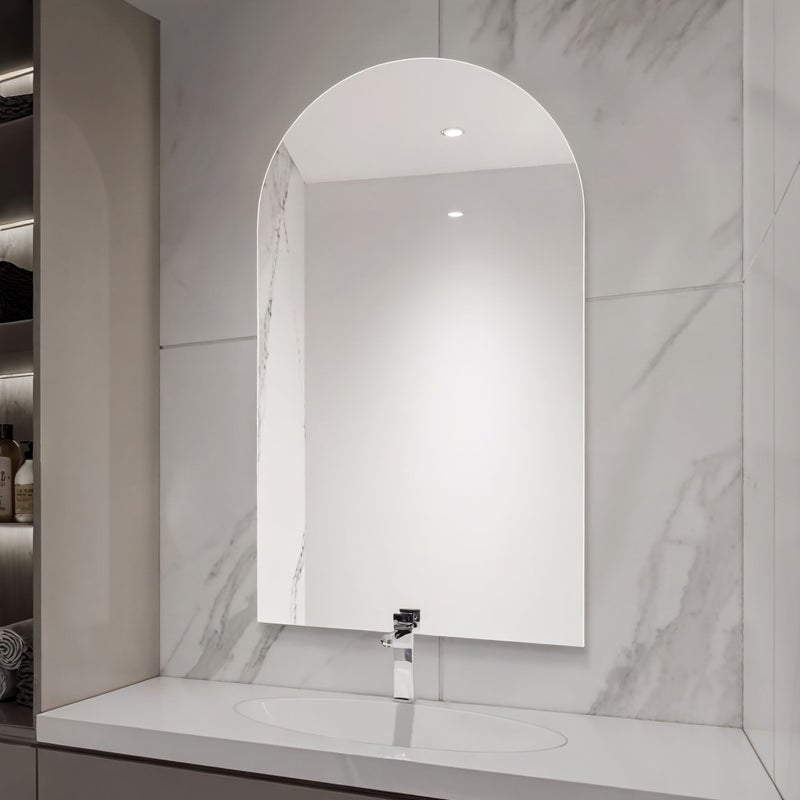 Arched Wall Mounted Acrylic Mirror 60cm x 40cm Scratch Resistant Durable High Definition Anti Fog Lightweight Self Adhesive Modern Art Deco Style for Bedroom Living Room Bathroom Vanity Wardrobe - Image 5