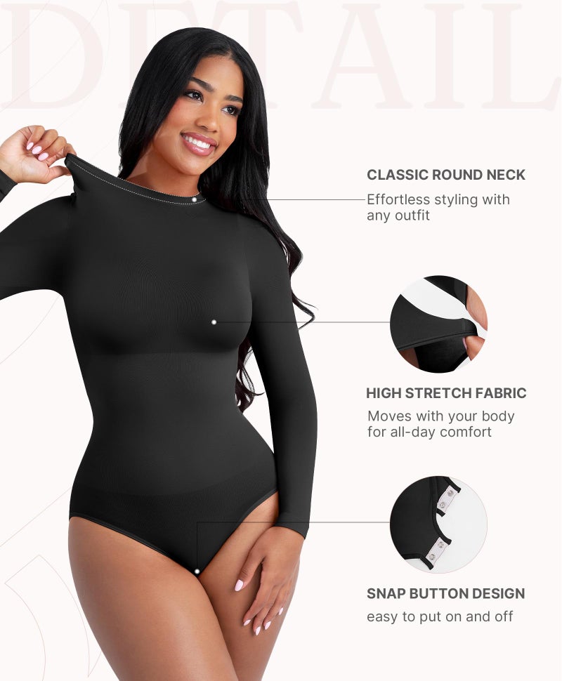 FeelinGirl Shapewear Bodysuits Snap Closure Full Coverage Bodysuit Womens Tummy Control Body Suits Black X-Small-Small - Image 5