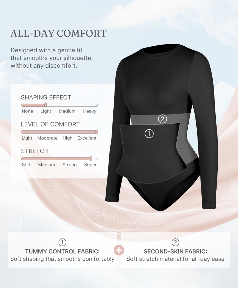 FeelinGirl Shapewear Bodysuits Snap Closure Full Coverage Bodysuit Womens Tummy Control Body Suits Black X-Small-Small - Image 3