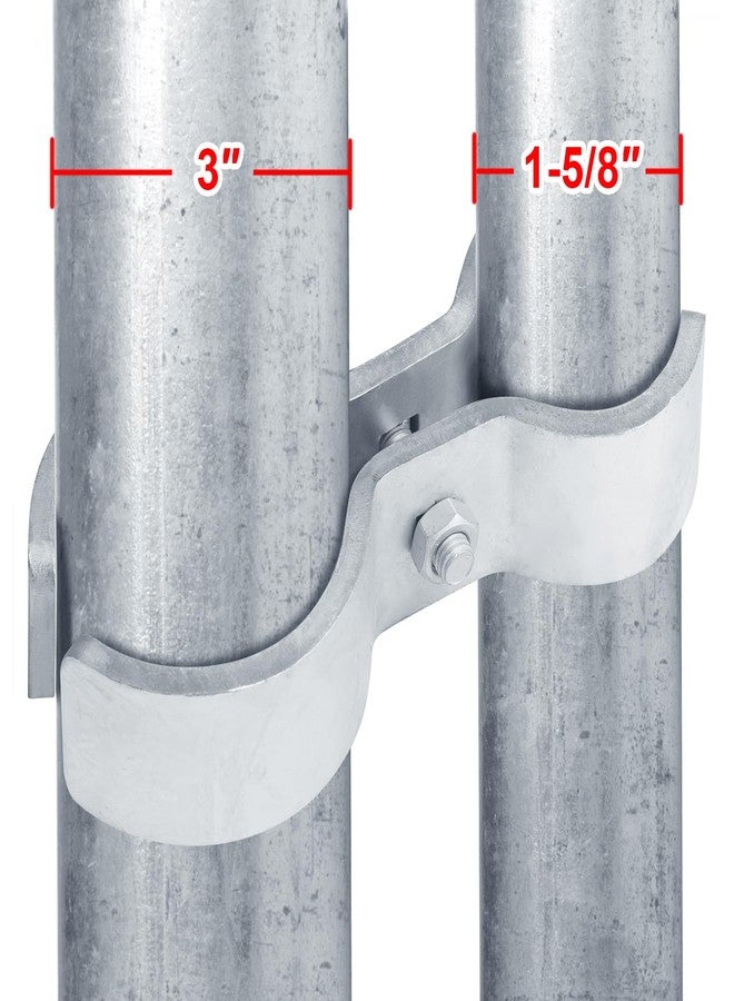 eoere 2 Sets Chain Link Heavy Fence Panel Clamps, Saddle Dog Kennel Clamps for 2-7/8" x 1-5/8" Pipe, Livestock Stall, 1/4" Thick - Image 4