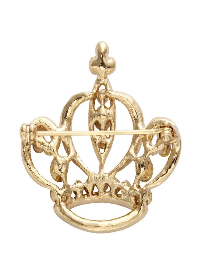 NOUMANDA Women Shiny Rhinestone Crown Brooch Pin (gold) - Image 2