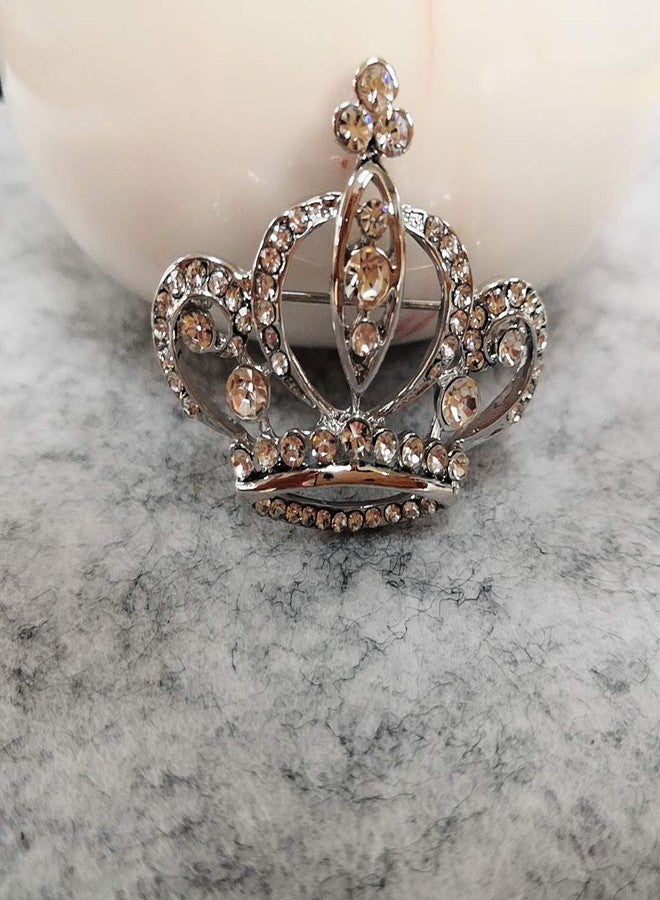NOUMANDA Women Shiny Rhinestone Crown Brooch Pin (gold) - Image 3