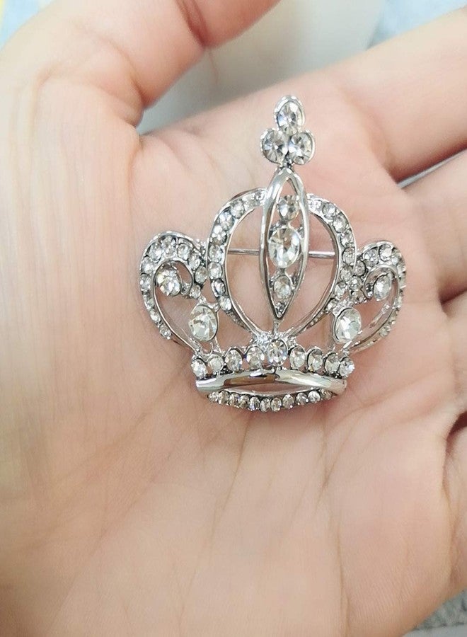 NOUMANDA Women Shiny Rhinestone Crown Brooch Pin (gold) - Image 5