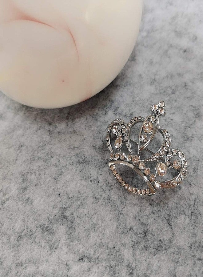 NOUMANDA Women Shiny Rhinestone Crown Brooch Pin (gold) - Image 4
