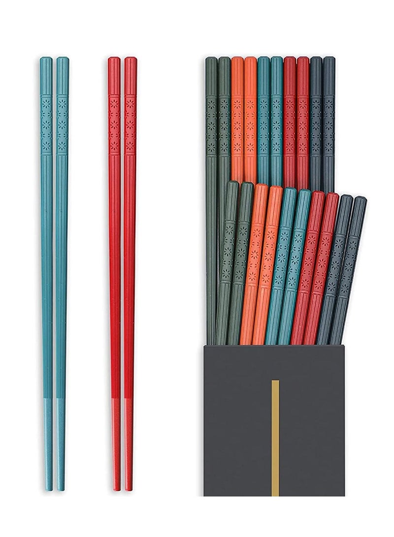 Y&D Chopsticks, 10 Pairs Multicolor Reusable Chopsticks Dishwasher Safe, Non-Slip Chop Sticks Gift Set Japanese Style, 24.4cm  - Image 1