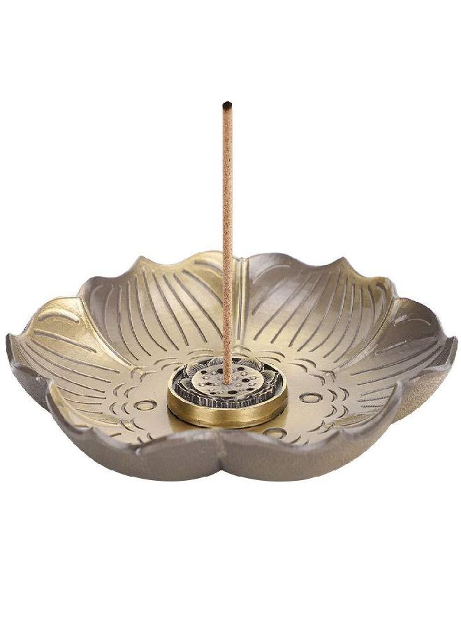 Focket Incense Burner Plate,Bronze Zinc Alloy Lotus Incense Sticks Stand Ash Catcher Candle Holder Inscent Burner Disc Stick Holder Burner Plate for Living Rooms,Temples,Offices,Hotels,Teahouses,Yoga  - Image 4