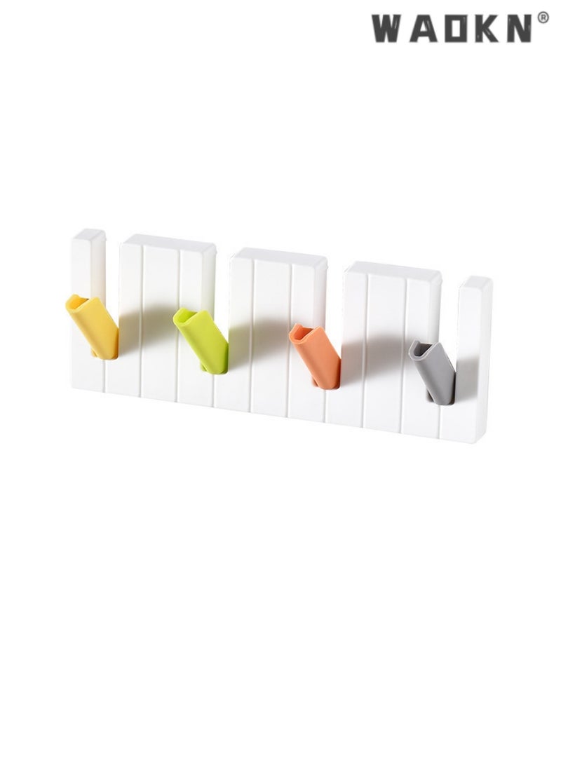 WAOKN Elegant Four-Compartment Piano Hook, Nordic Minimalist Hidden Foldable Hook for Coat, Bag, and Key Storage Hanger（Color model） - Image 1