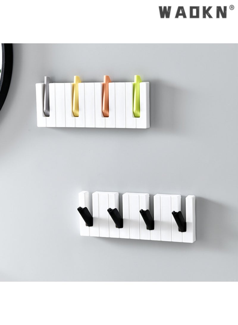 WAOKN Elegant Four-Compartment Piano Hook, Nordic Minimalist Hidden Foldable Hook for Coat, Bag, and Key Storage Hanger（Color model） - Image 4