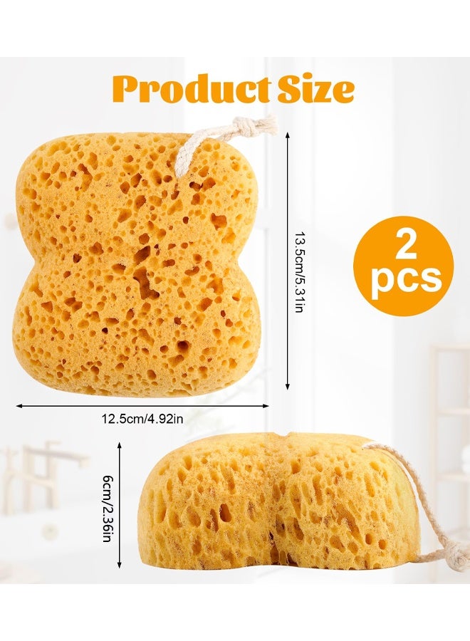 2 PCS Natural Sea Sponge, Larger Shower Sponges For Women Men Exfoliating | Body Sponge Dense Foam For Gentle & Deep Cleansing, Ultra-Soft For Sensitive Dry Skin - Image 2