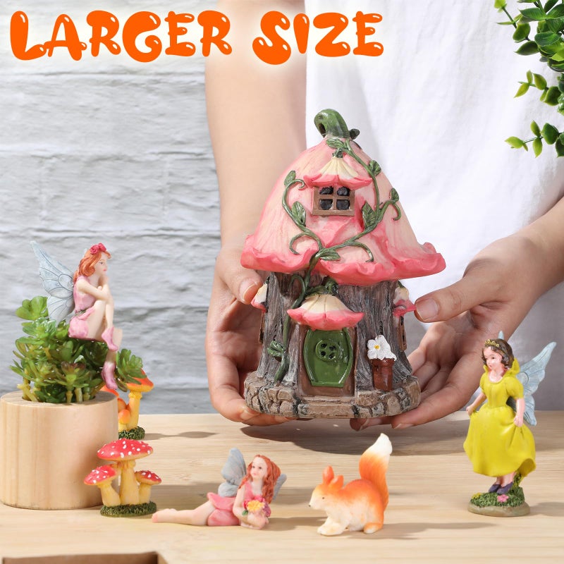Soaoo 25 Pcs Fairy House Garden Figurines Kit Spring Garden Decor Easter Basket Decoration Spring Decoration Outdoor Wildflower Butterfly Fairy Mushroom Party Supplies Micro Landscape Ornaments - Image 4
