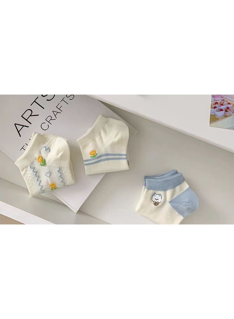TRENDORA Women's Cotton Blend Ankle Socks, Mixed Colours, Casual Style, 6 Pairs - Image 4