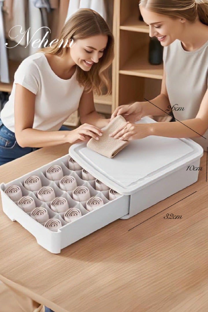 nehem Drawer Organizer for Bras, Panties & Socks – Dustproof & Moisture-Resistant Closet Storage Box with Dividers, Handles – Underwear Lingerie Drawer Organizer for Cabinets  - Image 1