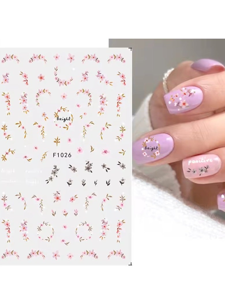 Goolsky New Spring Fresh Flowers Butterfly 3D Nail Stickers Colorful Laser Butterflies Geometric Pattern Stickers Nail Decoration 1PCS  - Image 5