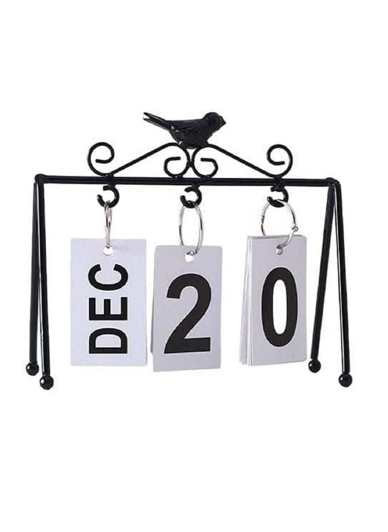 Generic Vintage Bird Perpetual Desk Calendar for Home Office - Black  - Image 1