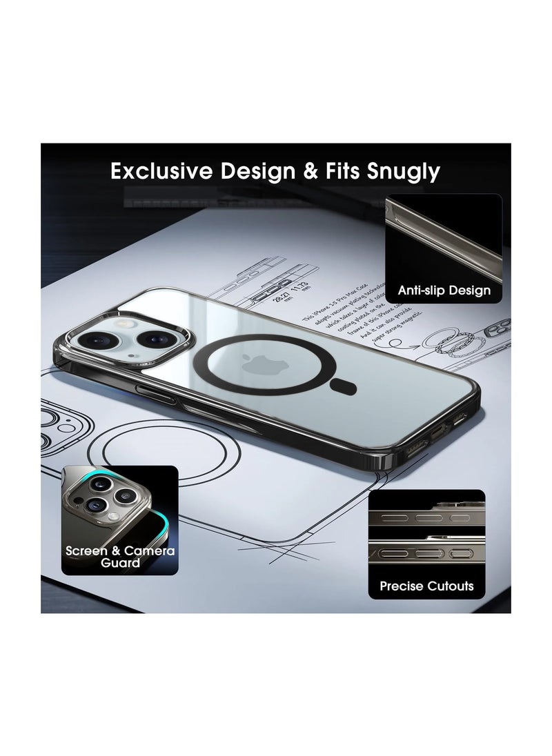 Wtech - Titanium Series Magsafe Wireless Charging Case Cover For Apple iPhone 15 Plus 2023 Black - Image 1