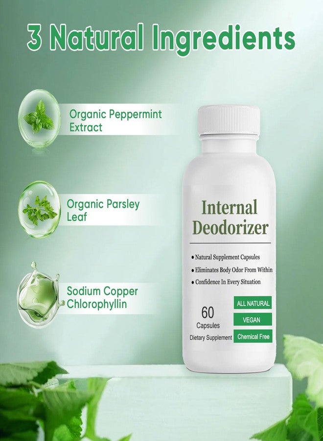 WNOHIQ Body Deodorizing Supplement, Internal Deodorizer - Breath Freshening, Chlorophyll Capsules with Parsley & Organic Peppermint, for Skin, Bad Breath, and Gut Health, 60 Count - Image 3
