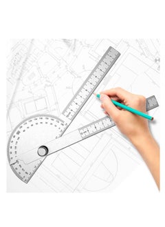 Generic Stainless Steel Protractor, 180 Degrees Two Arm Ruler Adjustable Angle Protractor Woodworking Ruler Craftsman Angle Measure Tool  - Image 2