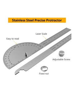 Generic Stainless Steel Protractor, 180 Degrees Two Arm Ruler Adjustable Angle Protractor Woodworking Ruler Craftsman Angle Measure Tool  - Image 4