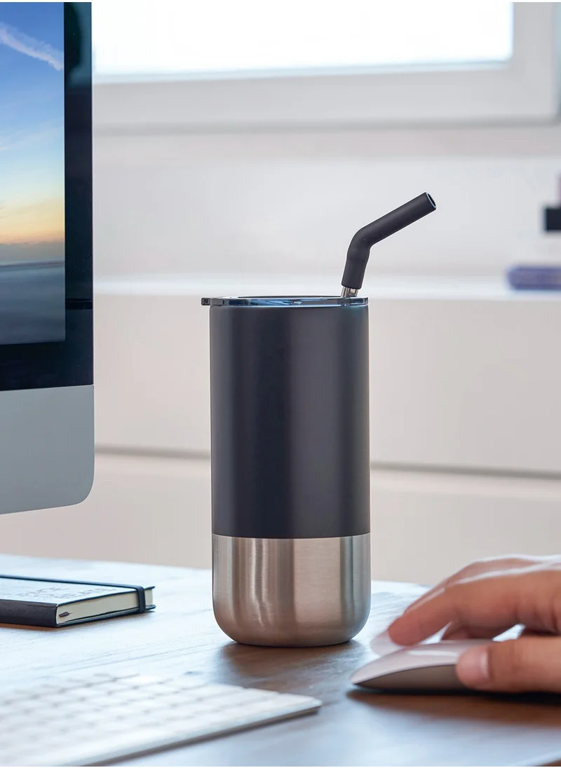 Hans Larsen BORCULO - CHANGE Collection Insulated Tumbler with Reusable Straw - Black