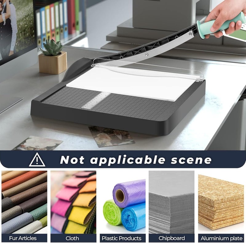 Excefore Paper Cutter, 12" Cut Length Paper Trimmer, Gridded Paper Picture Photo Guillotine, Heavy Duty Guillotine Paper Cutters And Trimmers For Cardstock Paper Crafts Paper Slicer For Office Home School - Image 5