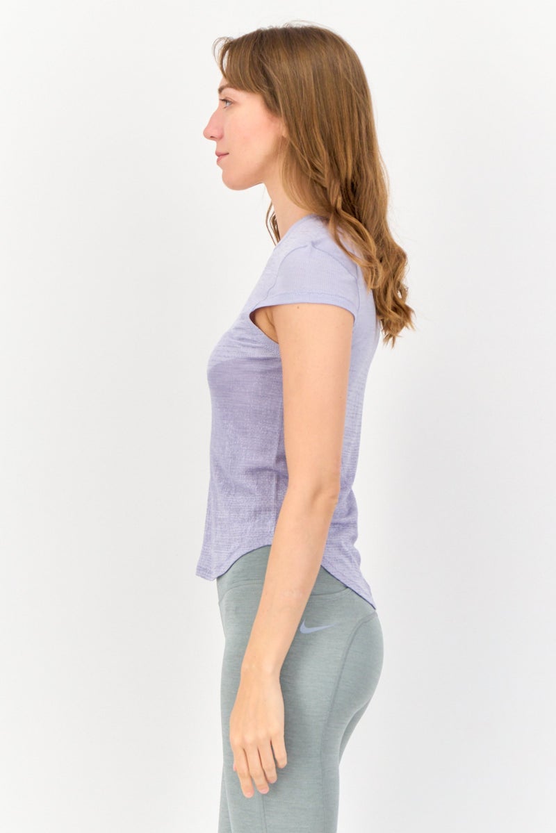 Nike Women Dri-Fit Short Sleeve Running T-Shirt, Levander  - Image 2