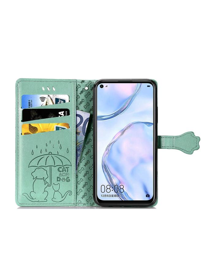 Zaboon Case For Huawei P40 Lite/Nova 7i/Nova 6se Cute Cat and Dog Embossed Horizontal Flip Leather Case with Bracket / Card Slot / Wallet / Lanyard - Image 3