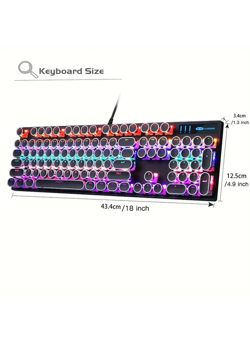 Gaming Keyboard and Mouse set Typewriter Mechanical Retro Punk Round Keycaps With RGB Rainbow Backlit USB Wired Keyboards For Game And Office - pzsku/Z100E446CD656A3B884D8Z/45/_/1719544074/69ae893f-7254-4d63-be39-dcdfc5e32018