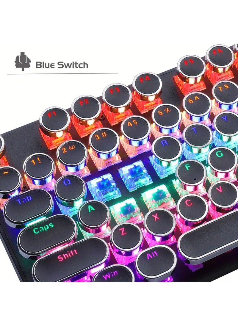 Gaming Keyboard and Mouse set Typewriter Mechanical Retro Punk Round Keycaps With RGB Rainbow Backlit USB Wired Keyboards For Game And Office - pzsku/Z100E446CD656A3B884D8Z/45/_/1719544075/55a236b8-a005-4d7a-84a4-e0a119afd2b3