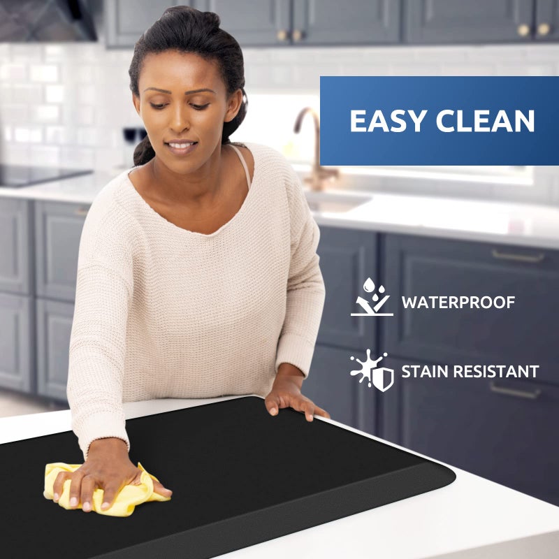 KitchenClouds Kitchen Mat Cushioned Anti Fatigue Kitchen Rug Non Slip Standing Mat Comfort Floor Mats for Sink Office (17.3"x28"- 0.8inch,Black) - Image 3