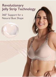 Momcozy YN46 Jelly Strip Support Comfort Maternity Nursing Bra, Grey  - Image 3