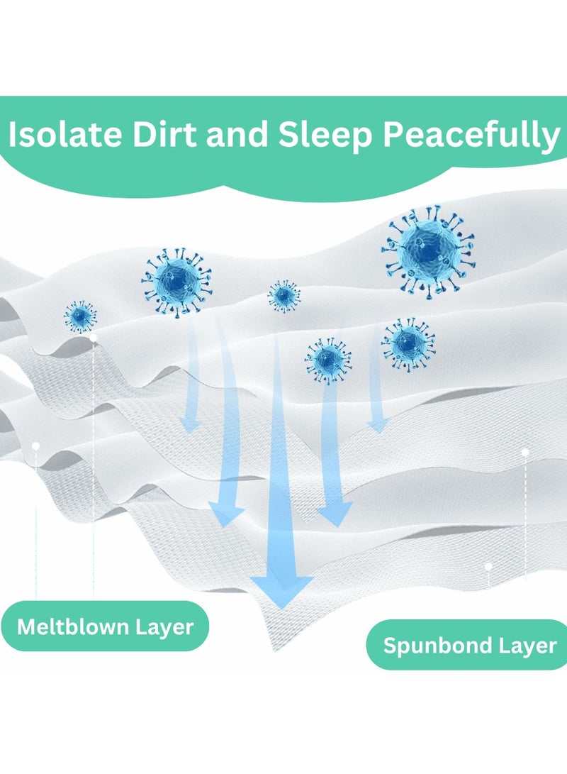 مزاجك طقم مفروشات للاستعمال مرة واحدة مكون من 4 قطع، ملاءة سرير محمولة غير منسوجة بحجم كوين مع غطاء لحاف واحد، وملاءة واحدة و2 كيس وسادة مناسب للسفر والفنادق ورحلات العمل والإقامات الليلية - Image 4