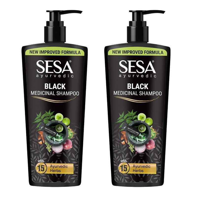 Sesa Ayurvedic Medicinal Shampoo Hairfall Control Anti Dandruff Shampoo Infused with 17 Ayurvedic Herbs Smooth Shiny Hair For Men Women 500 ml Pack of 2 - Image 1