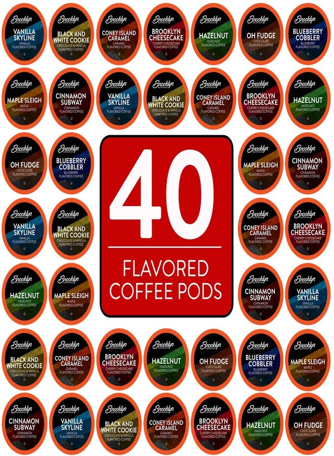 Brooklyn Beans Flavored Coffee Pods Assorted Gourmet Variety Pack, Compatible with 2.0 Keurig K Cup Brewers, 40 Count - Image 1