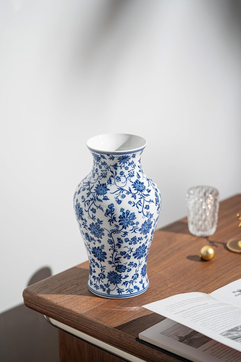GaLouRo Blue and White Porcelain DÃ©cor, Blue and White Vase, Blue Vase, Chinoiserie Vase, Blue and White Ginger Jar Vase for Home Decor,Flower Vase,11" H - Image 2