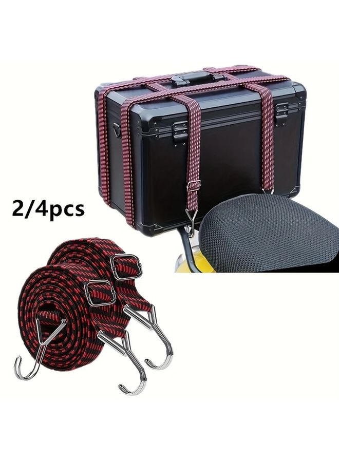 4 Pcs Red Heavy Duty Adjustable Elastic Ropes with Quick Release Clamps 59 Inch for Camping Biking Outdoor - Image 1