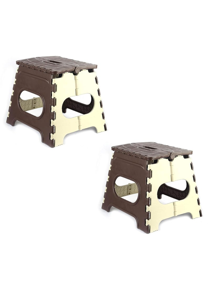 Hevea Hevea Plastic Durable Stool for Home & Garden (Brown Color) Set of 2  - Image 1