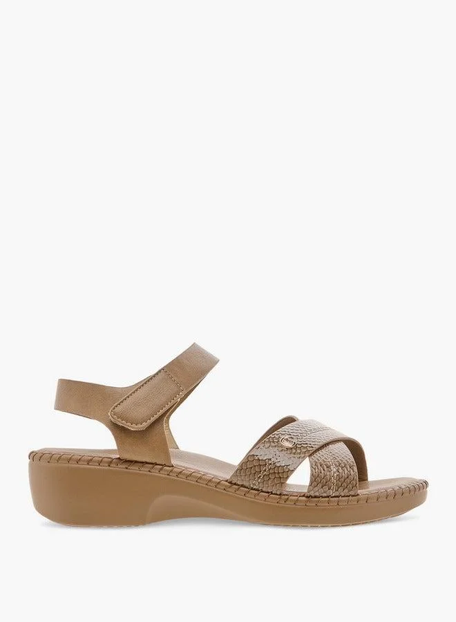 Le Confort Women's Cross Strap Sandals with Hook and Loop Closure