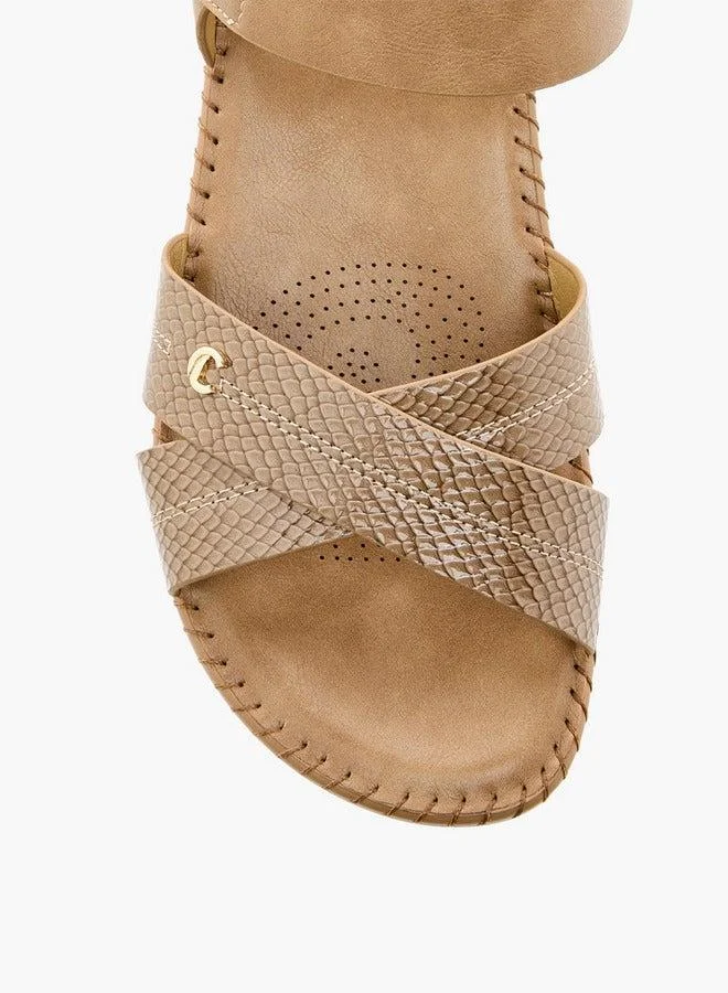 Le Confort Women's Cross Strap Sandals with Hook and Loop Closure