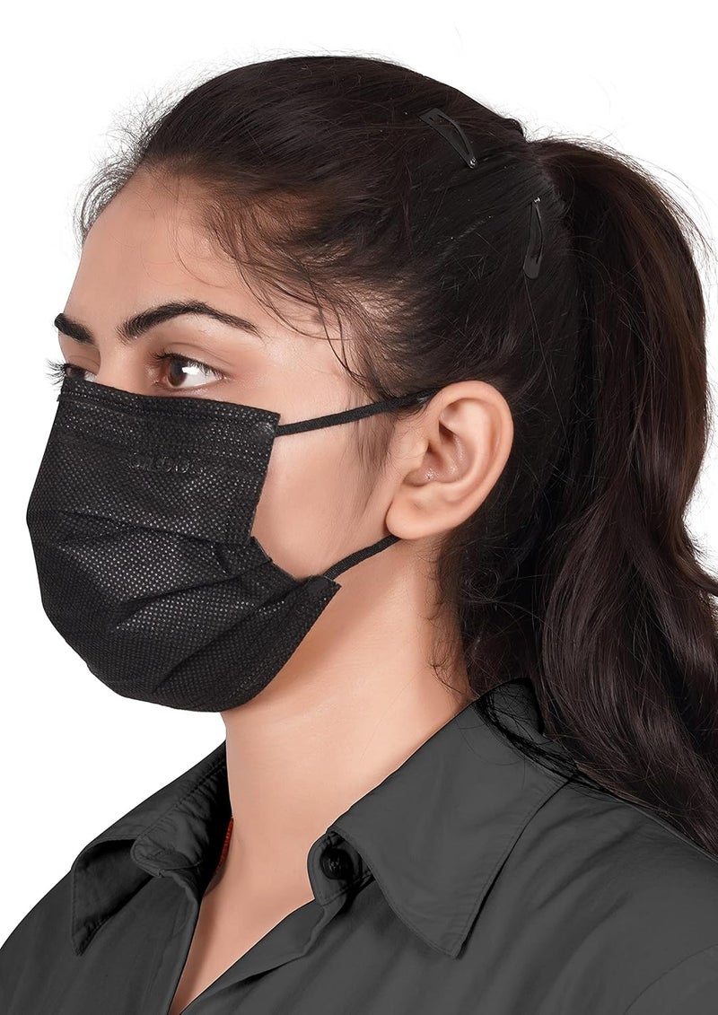 Bildos Melt-Blown Fabric 50 Pieces Masks 3 Layer Disposable Surgical Face Mask For Men & Women With Nose Clip For Home, Office, School, And Outdoors, Black - Image 4